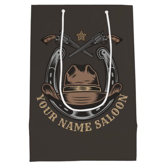 Wild West Revolver Hoefijzer Western Cowboy Saloon Medium Cadeauzakje (Achterkant)