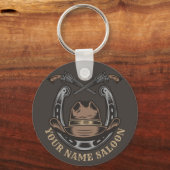 Wild West Revolver Hoefijzer Western Cowboy Saloon Sleutelhanger (Voorkant)