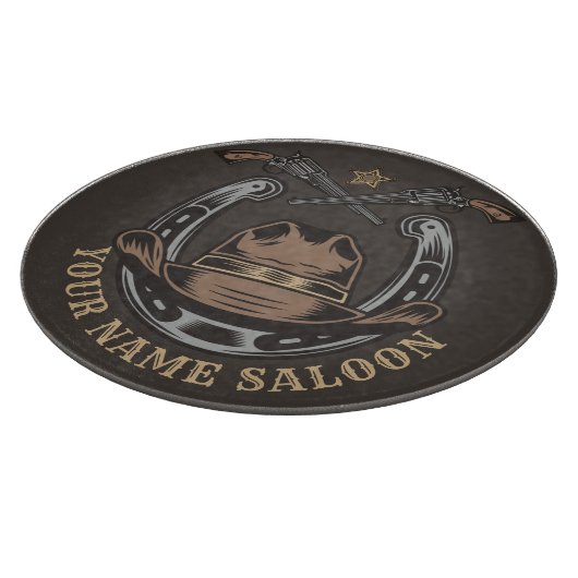Wild West Revolver Hoefijzer Western Cowboy Saloon Snijplank (Hoek)