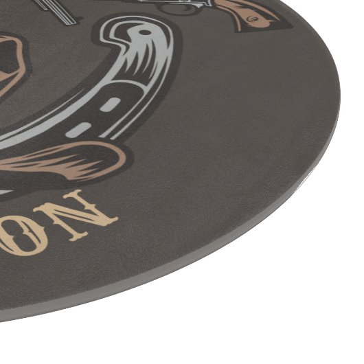 Wild West Revolver Hoefijzer Western Cowboy Saloon Snijplank (Hoek)