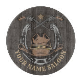 Wild West Revolver Hoefijzer Western Cowboy Saloon Snijplank (Voorkant)
