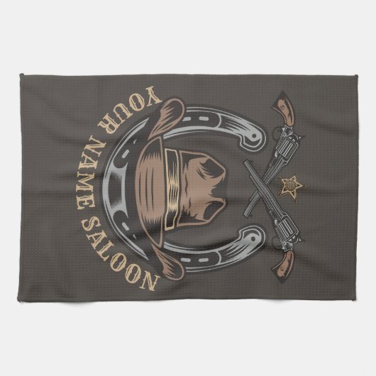 Wild West Revolver Hoefijzer Western Cowboy Saloon Theedoek (Horizontaal)