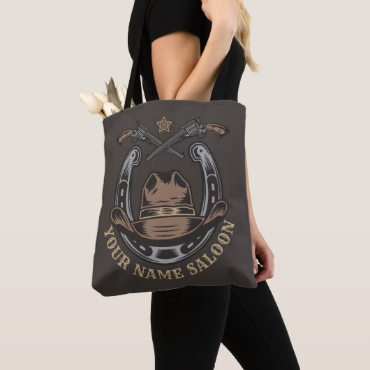 Wild West Revolver Hoefijzer Western Cowboy Saloon Tote Bag (Dichtbij)