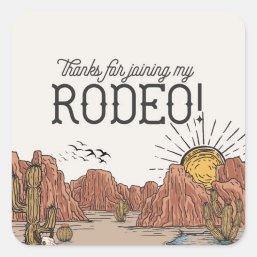 Wild West Rodeo Baby shower Circle Favor Vierkante Sticker (Voorkant)