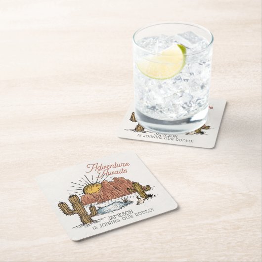 Wild West Rodeo-Baby shower Kartonnen Onderzetters (Insitu)