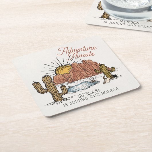 Wild West Rodeo-Baby shower Kartonnen Onderzetters (Schuin)