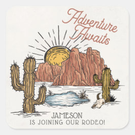 Wild West Rodeo-Baby shower Vierkante Sticker