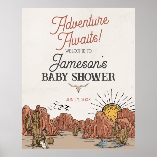 Wild West Rodeo baby shower welkomstbord Poster (Voorkant)