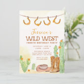 Wild West Rodeo Birthday Uitnodiging Cowgirl (Staand voorkant)