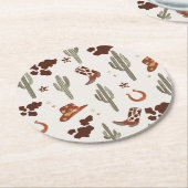 Wild West Rodeo Cowboy Cactus verjaardagsfeestje Ronde Kartonnen Onderzetter (Gebogen)
