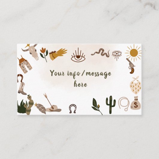 Wild West rodeo cowboy Informatiekaartje (Voorkant)