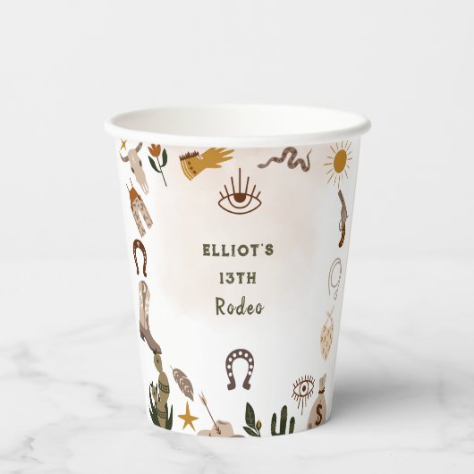 Wild West rodeo cowboy Papieren Bekers (Achterkant)