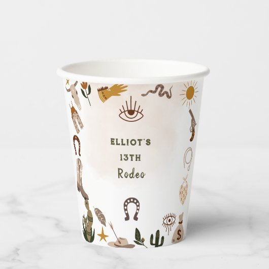Wild West rodeo cowboy Papieren Bekers (Voorkant)