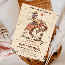 Wild West Rodeo Cowboy uitnodiging voor verjaardag