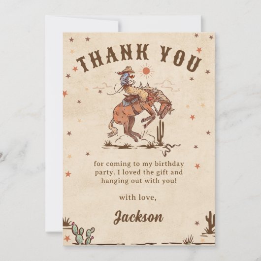 Wild West Rodeo Cowboy Verjaardag Dank u kaart (Voorkant)