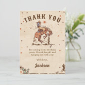 Wild West Rodeo Cowboy Verjaardag Dank u kaart (Staand voorkant)