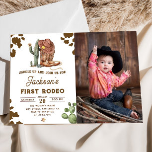 Wild West Rodeo Cowboy Verjaardag foto Uitnodiging