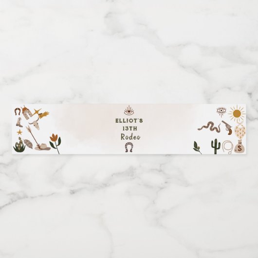 Wild West rodeo cowboy Waterfles Etiket (Enkel label)