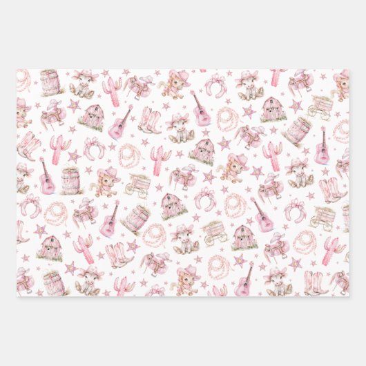 Wild West Rodeo Cowgirl Inpakpapier Vel (Voorkant)