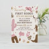 Wild West Rodeo Cowgirl Ranch 2e Verjaardagsfeest Kaart (Staand voorkant)