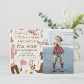 Wild West Rodeo Cowgirl Ranch Meisje Verjaardag Fo Kaart (Staand voorkant)