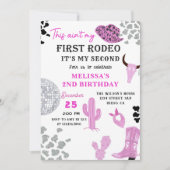 Wild West Rodeo Disco Cowgirl 2e verjaardagsfeestj Kaart (Voorkant)