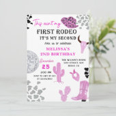 Wild West Rodeo Disco Cowgirl 2e verjaardagsfeestj Kaart (Staand voorkant)