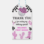 Wild West Rodeo Disco Cowgirl Verjaardag Bedankt Cadeaulabel (Voorkant)