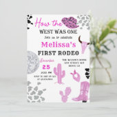 Wild West Rodeo Disco Roze Cowgirl Verjaardagsfees Kaart (Staand voorkant)