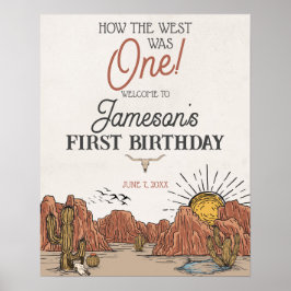 Wild West Rodeo eerste verjaardagsfeestje welkomst Poster