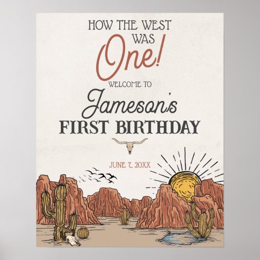 Wild West Rodeo eerste verjaardagsfeestje welkomst Poster (Voorkant)