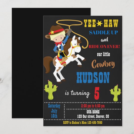 Wild West rodeo feest Kaart (Voorkant / Achterkant)