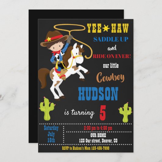 Wild West rodeo feest Kaart (Voorkant / Achterkant)