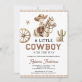 Wild West Rodeo Little Cowboy QR Code Baby Shower Kaart (Voorkant)