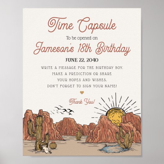 Wild West Rodeo tijd capsule verjaardag party teke Poster (Voorkant)