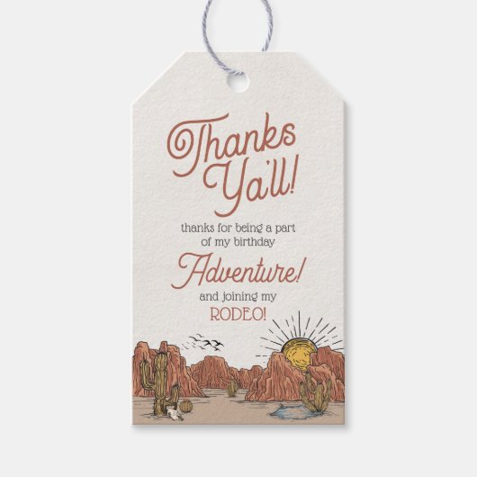 Wild West Rodeo Verjaardagsfeestje Favor Tag Cadeaulabel (Voorkant)