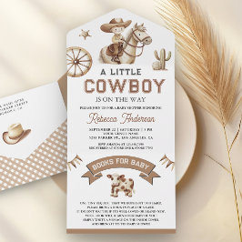 Wild West Rodeo Western Little Cowboy Baby Shower All In One Uitnodiging