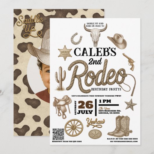  Wild West Rodeo Western Verjaardagsfeest Kaart (Voorkant / Achterkant)