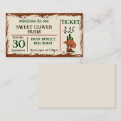 Wild West Rustic Cowboy Western Party Ticket Informatiekaartje (Voorkant / Achterkant)