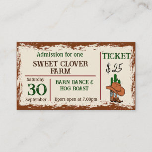 Wild West Rustic Cowboy Western Party Ticket Informatiekaartje
