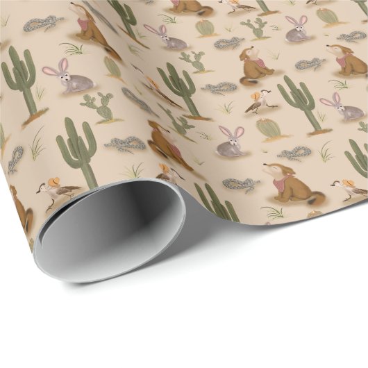 Wild West Rustic Desert Animals Verjaardag Cadeaupapier (Rol Hoek)