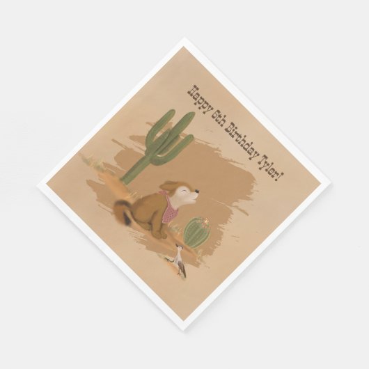 Wild West Rustic Fun Cowboy Verjaardag Papier Serv Servet (Hoek)