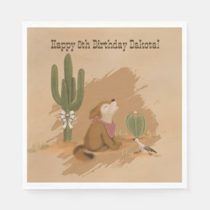 Wild West Rustic Fun Cowgirl Verjaardagspapier Ser Servet