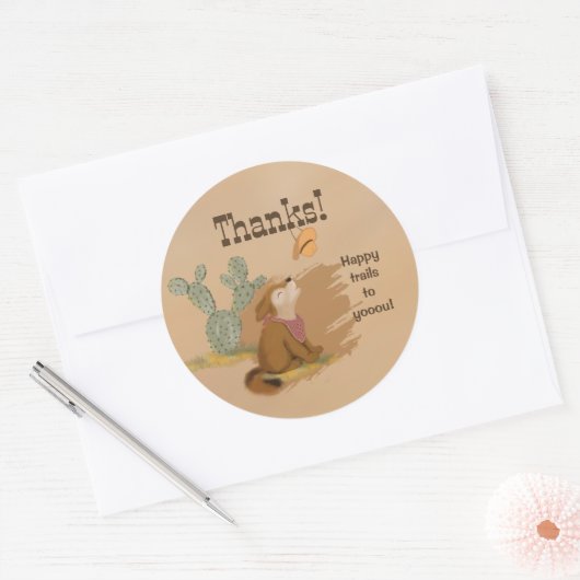 Wild West Rustic Happy Trails Cowboy Ronde Sticker (Envelop)