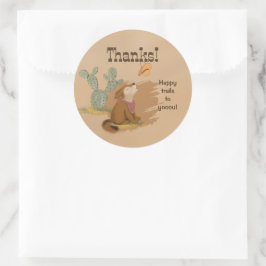 Wild West Rustic Happy Trails Cowboy Ronde Sticker