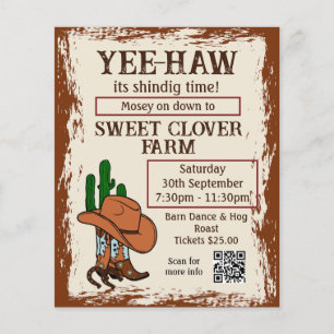 Wild West Rustieke Cowboy Westerne Partij QR Code Flyer