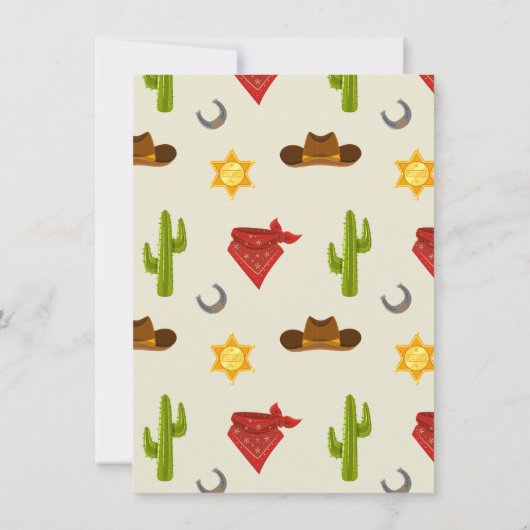 Wild West Saloon Cowboy Verjaardagsfeestjes Kinder Bedankkaart (Achterkant)