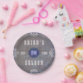 Wild West Saloon Party Rustic  Wood Custom Papieren Bordje (Feest)