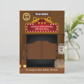 Wild West Saloon Verjaardagsfeest Foto Kaart (Staand voorkant)