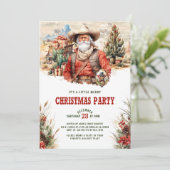 Wild West Santa Cowboy Kerstuitnodigen Kaart (Staand voorkant)